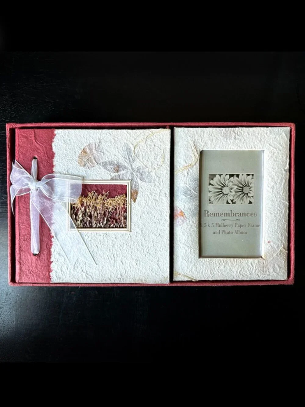 Vintage Remembrances Mulberry Paper Photo Album & Frame Gift Set NIB Botanical